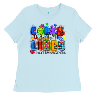 Baby Blue color outside the lines autism awareness Ladies Tee - Zillion Design Studio