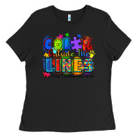 Black color outside the lines autism awareness Ladies Tee - Zillion Design Studio