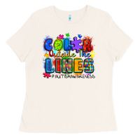 Bone color outside the lines autism awareness Ladies Tee - Zillion Design Studio