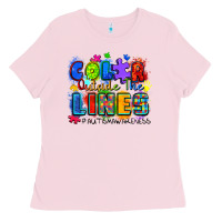 Bubblegum Pink color outside the lines autism awareness Ladies Tee - Zillion Design Studio
