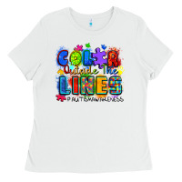 White color outside the lines autism awareness Ladies Tee - Zillion Design Studio
