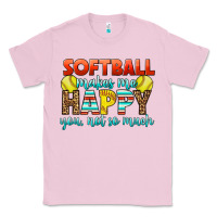 Bubblegum Pink Softball Makes Me Happy You, Not So Much Classic Tee - LillyAllenDesigns