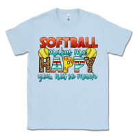 Dusty Blue Softball Makes Me Happy You, Not So Much Classic Tee - LillyAllenDesigns