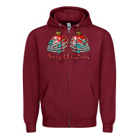 Burgundy merry christmas Zipper Hoodie - MaliasSmallBusiness