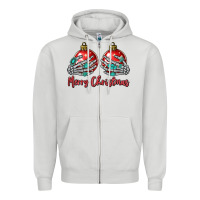 Dove Grey merry christmas Zipper Hoodie - MaliasSmallBusiness