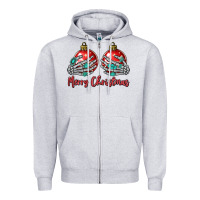 Heather Grey merry christmas Zipper Hoodie - MaliasSmallBusiness