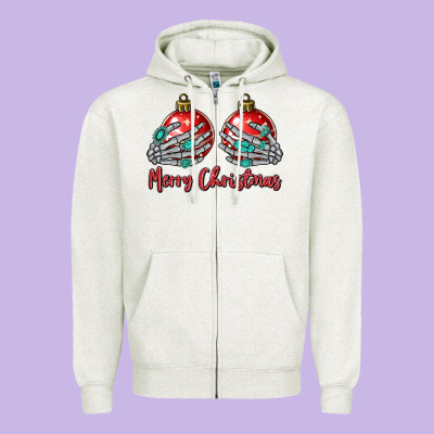 Merry Christmas Zipper Hoodie Designed By Maliassmallbusiness