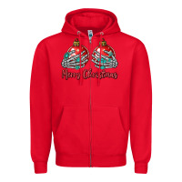 Red merry christmas Zipper Hoodie - MaliasSmallBusiness