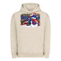 Pigment French Oak Patriotic snowman background 4th of july Urban Hoodie - HowdyJamesFarm