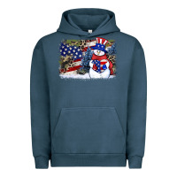 Pigment Midnight Navy Patriotic snowman background 4th of july Urban Hoodie - HowdyJamesFarm