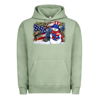 Pigment Oil Green Patriotic snowman background 4th of july Urban Hoodie - HowdyJamesFarm