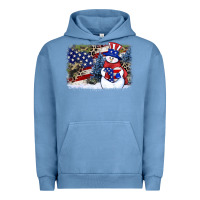Pigment Pebble Blue Patriotic snowman background 4th of july Urban Hoodie - HowdyJamesFarm