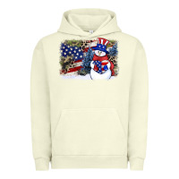 Pigment Pistachio Patriotic snowman background 4th of july Urban Hoodie - HowdyJamesFarm