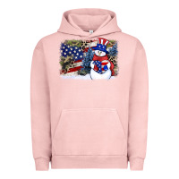 Pigment Salmon Patriotic snowman background 4th of july Urban Hoodie - HowdyJamesFarm