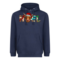 Navy noel highland cow Heavyweight Hoodie - Jasminsmagicworld