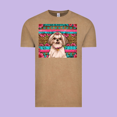 Shih Tzu Floral Tumbler Vintage Tee Designed By Artiststas