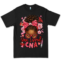 Black one loved cna afro messy bun Premium Tee - texasbilliewilder
