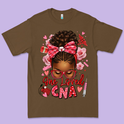 One Loved Cna Afro Messy Bun Premium Tee Designed By Texasbilliewilder