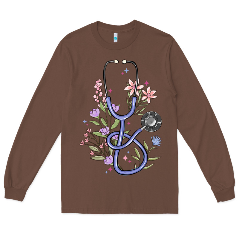 Floral Stethoscope Long Sleeve Tee by MaliasSmallBusiness | Teevron