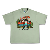 Oil Green camping is my happy place Urban Heavy Tee - JahusDesignShop