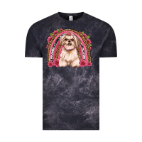 Cloud Black shih tzu floral rainbow Vintage Tee - Artiststas