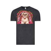 Vintage Black shih tzu floral rainbow Vintage Tee - Artiststas