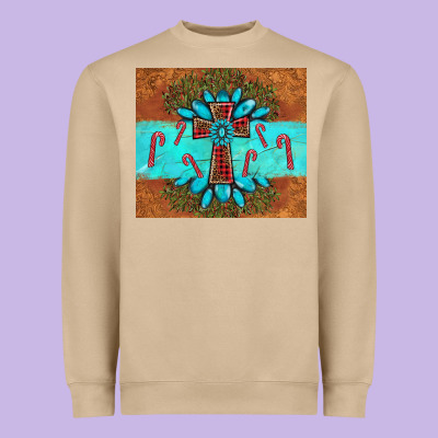 Christmas Cross Gemstone Heavyweight Sweatshirt Designed By Adodesignshop