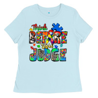 Baby Blue think before you judge autism Ladies Tee - Zillion Design Studio