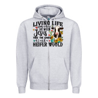 Heather Grey living life somewhere between jesus take the wheel Zipper Hoodie - MaliasSmallBusiness