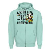 Seafoam living life somewhere between jesus take the wheel Zipper Hoodie - MaliasSmallBusiness
