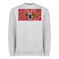 Heather Grey easter heifer with bunny ears and glasses license plate Heavyweight Sweatshirt - Artiststas