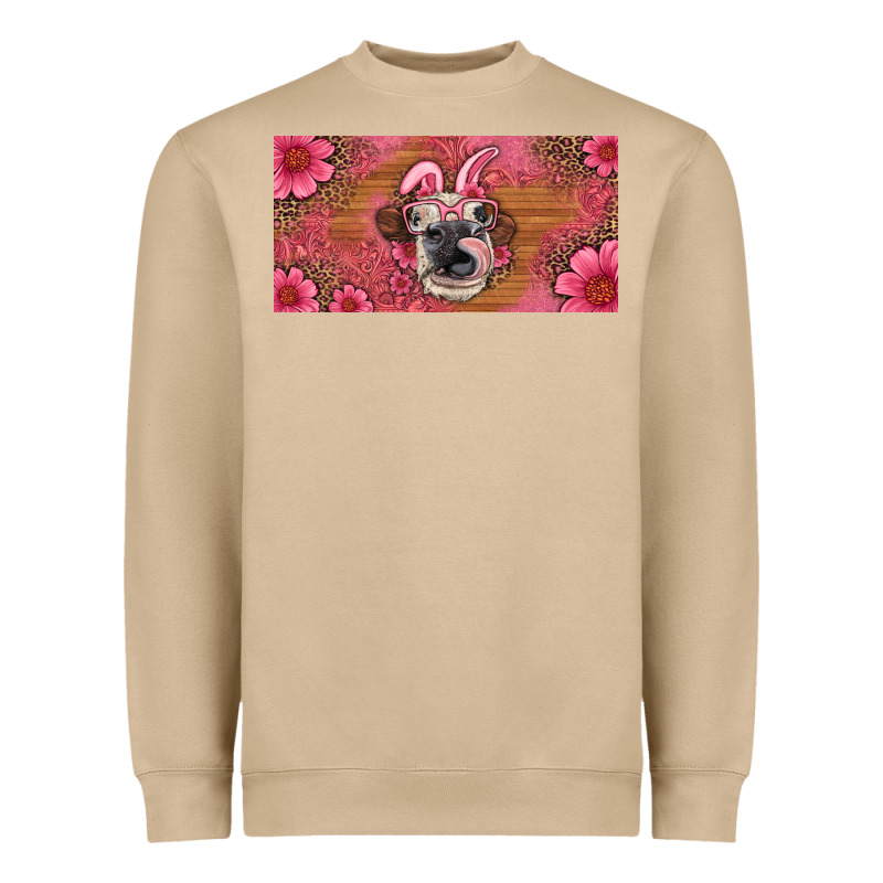 Easter Heifer With Bunny Ears And Glasses License Plate Heavyweight Sweatshirt by Artiststas | Teevron