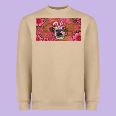 Easter Heifer With Bunny Ears And Glasses License Plate Heavyweight Sweatshirt Designed By Artiststas