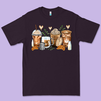 Latte Coffee Cups Premium Tee Designed By Zillion Design Studio