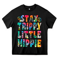 Black stay trippy little hippie Heavy Core Tee - Zillion Design Studio