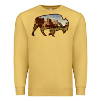 Antique Gold Bison Silhouette Desert Landscape Premium Sweatshirt - Bettercallsaul