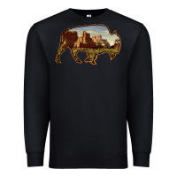 Black Bison Silhouette Desert Landscape Premium Sweatshirt - Bettercallsaul