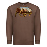 Chestnut Bison Silhouette Desert Landscape Premium Sweatshirt - Bettercallsaul