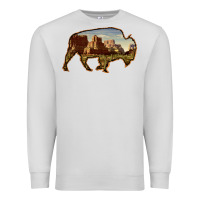 Dove Grey Bison Silhouette Desert Landscape Premium Sweatshirt - Bettercallsaul