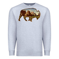 Heather Grey Bison Silhouette Desert Landscape Premium Sweatshirt - Bettercallsaul