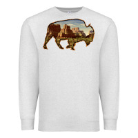 Oatmeal Heather Bison Silhouette Desert Landscape Premium Sweatshirt - Bettercallsaul