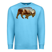 Ocean Blue Bison Silhouette Desert Landscape Premium Sweatshirt - Bettercallsaul