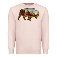 Pale Pink Bison Silhouette Desert Landscape Premium Sweatshirt - Bettercallsaul