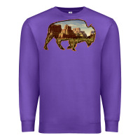 Purple Bison Silhouette Desert Landscape Premium Sweatshirt - Bettercallsaul