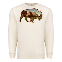 Sandshell Bison Silhouette Desert Landscape Premium Sweatshirt - Bettercallsaul