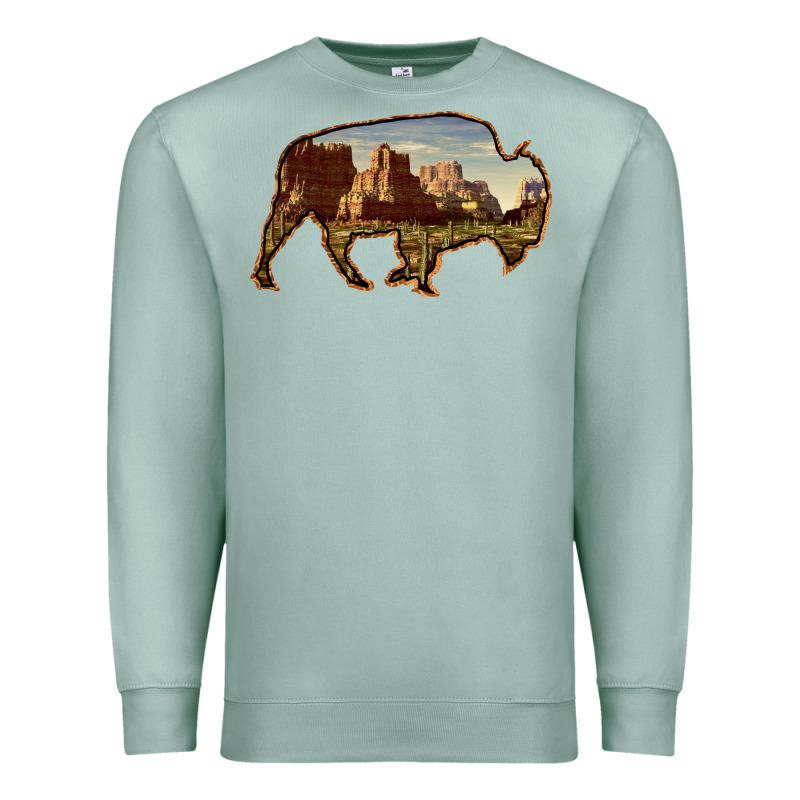 Bison Silhouette Desert Landscape Premium Sweatshirt by Bettercallsaul | Teevron