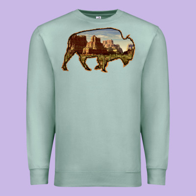 Bison Silhouette Desert Landscape Premium Sweatshirt Designed By Bettercallsaul