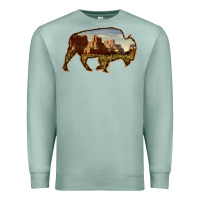 Seafoam Bison Silhouette Desert Landscape Premium Sweatshirt - Bettercallsaul