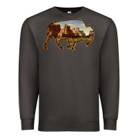 Smoke Bison Silhouette Desert Landscape Premium Sweatshirt - Bettercallsaul