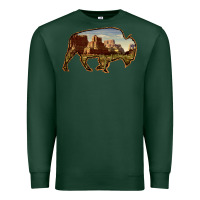 Sports Green Bison Silhouette Desert Landscape Premium Sweatshirt - Bettercallsaul